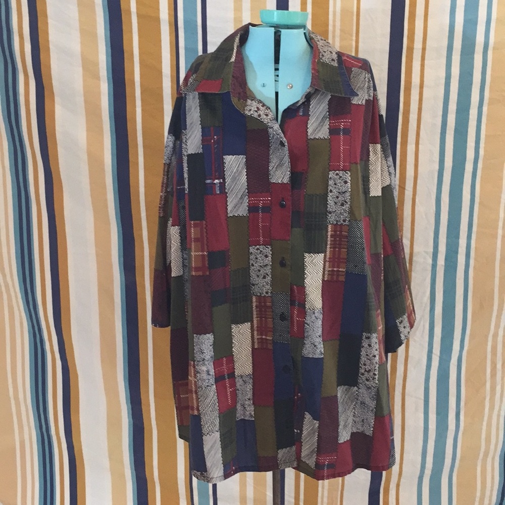 Vintage Romans Patchwork Print Button Down Shirt - image 1